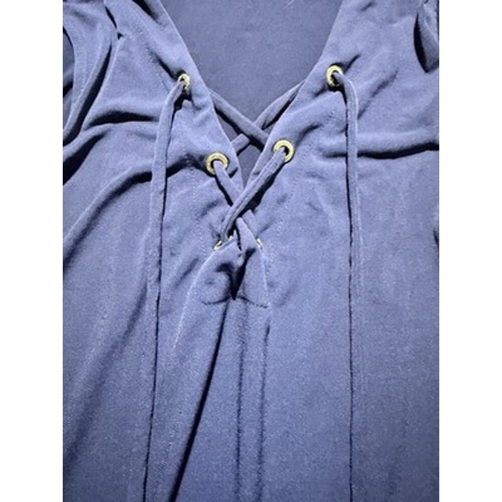 Michael Kors Blue Sleeveless Sz M, Preppy, Casual, Lace-Up Neck, Chic Dress. - Picture 3 of 9